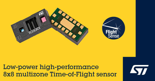 ST’s latest 8×8 multi-zone ToF ranging sensor boosts ambient-light immunity, extends range and cuts power consumption