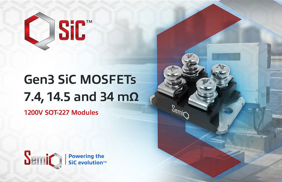 SemiQ adds 7.4, 14.5 and 34mΩ SOT-227 modules to 1200V Gen3 SiC MOSFET line